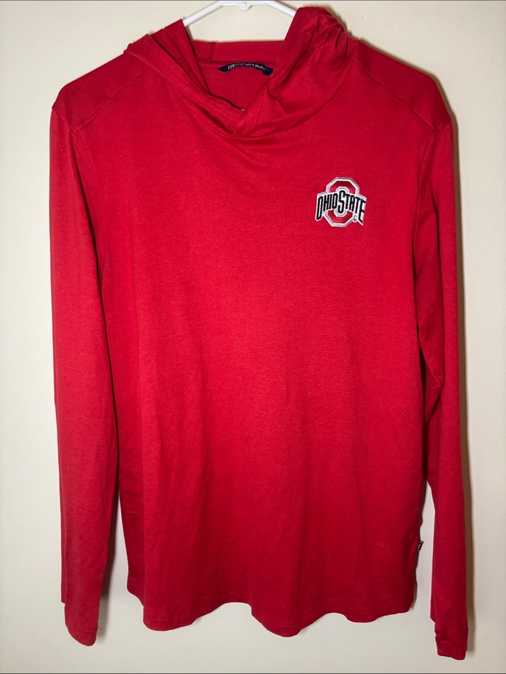 Cutter & Buck Lightweight Red Ohio State Long Sleeve Hoodie - Picture 4 of 5
